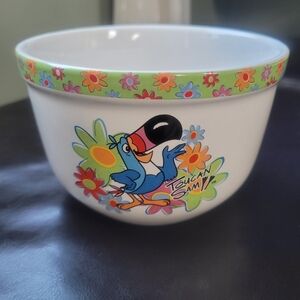 Toucan Sam Tropical Floral Cereal Bowl Y2K Kellogg